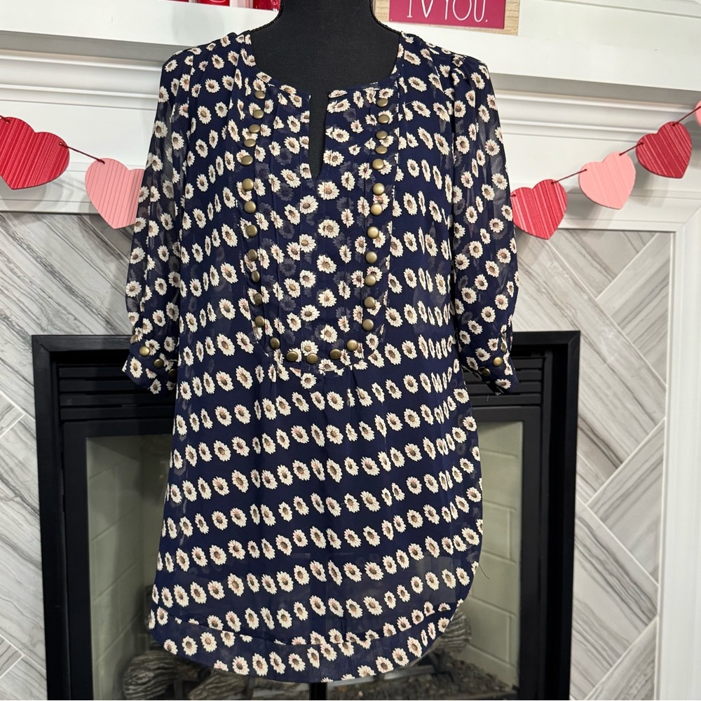 Angie‎ Navy Blouse Large